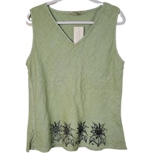 NWT Cut Loose 100% Linen Tank Top Sunflowers